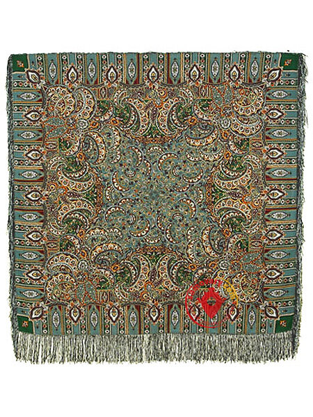 Шерстяной Павлопосадский платок "Садко", 125*125 см, арт. 598-52